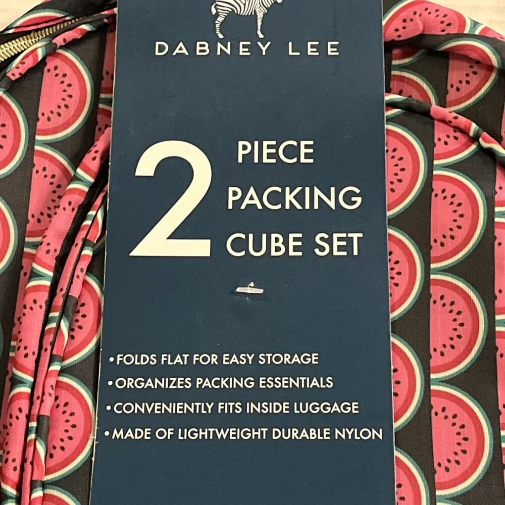 Dabney Lee Packing Cube Set Of‎ 2 Red Watermelon Zipper Pouch Travel Vacation